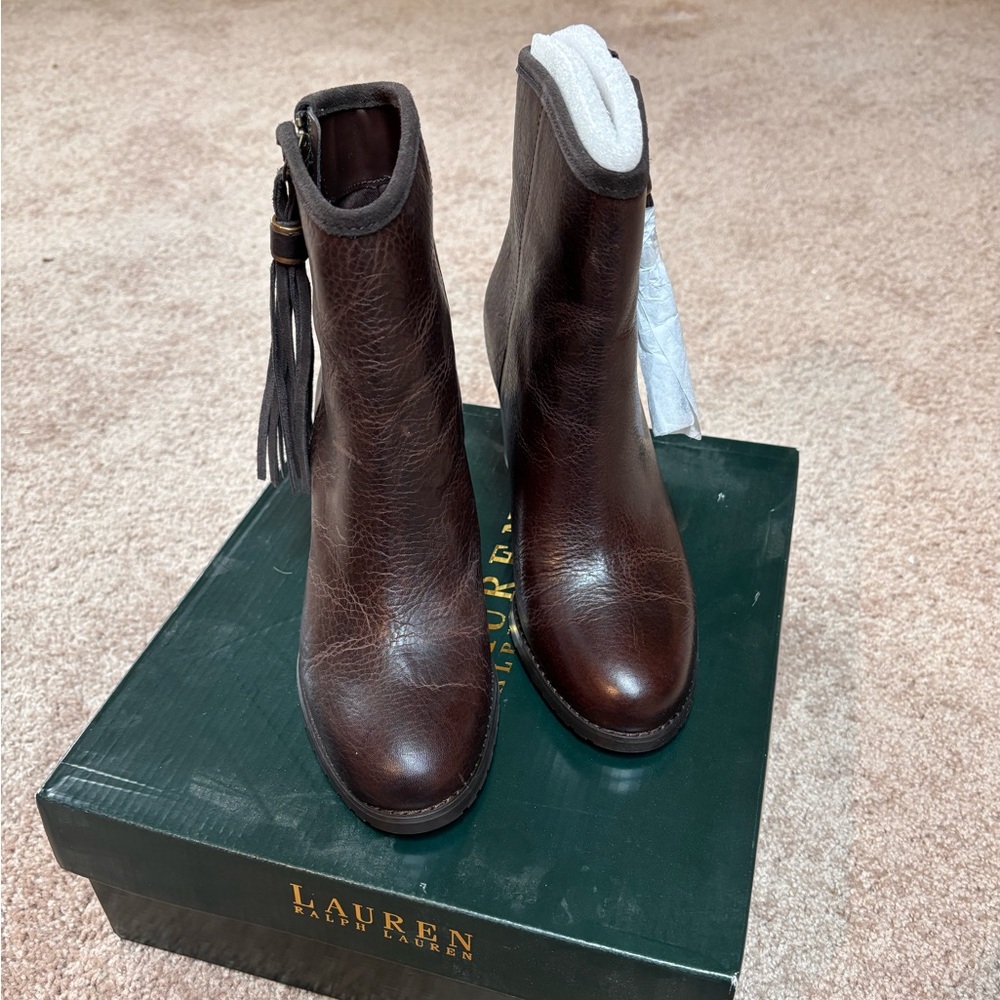 Ralph Lauren Dark Brown Leather Boots